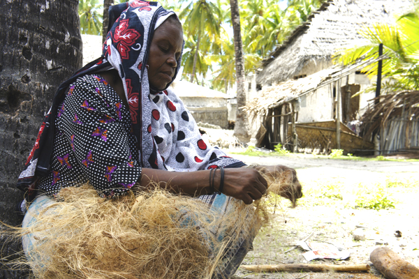 Jambiani coconut fibre rope Jambiani Village Tour